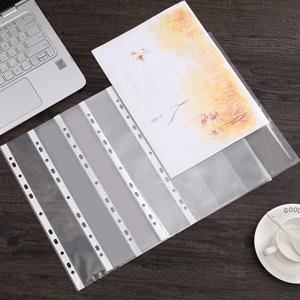 100pcs A4 시트 프로텍터 11 홀 투명 비닐 봉투 종이 주최자 문서 가방 느슨한 잎 문서 용 지우기 파일 가방