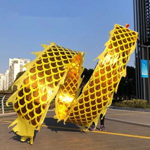 4/6/8/10m 양면 중국 피트니스 드래곤 테일 액세서리 성인용 체조 운동 소품 스퀘어 댄스 (너비 75cm)