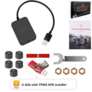 USB 안드로이드 TPMS 타이어 압력 모니터링 시스템 네비게이션 플레이어 온도 경고 센서 용 알람 시스템 표시