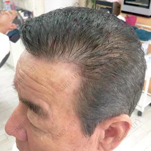 80% 밀도 노인 남성용 0.02mm 매우 얇은 피부 가발 금발 회색 240 #   1B50 천연 헤어라인 감지 불가 마이크로스킨 Vloop 시스템