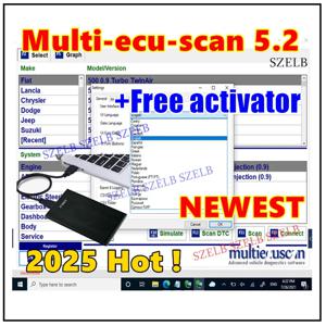 최신 Multiecuscan V5.2 ELM327 OBDII 진단 도구에 대한 Fiat 스캐너 다중 Ecu 스캔 작업을 위한 등록된 무제한 Keygen