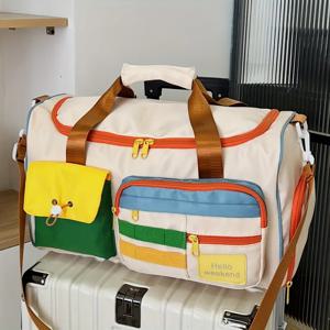 신발 칸과 조절 가능한 어깨 끈이 있는 대용량 옥스포드 패브릭 체육관 더플 백, 멀티 포켓 여행용 가방