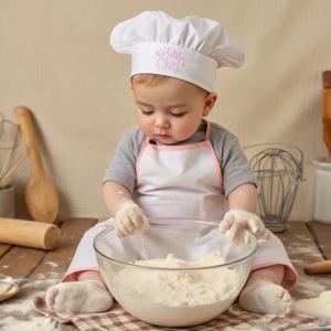사진 촬영을위한 Ylsteed 신생아 요리사 세트 아기 사진 소품 빵 자수 신생아 그림 Idear 유아 사진 의상