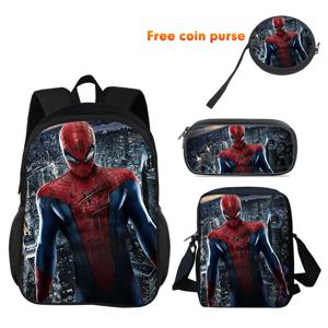 스파이더맨 슈퍼히어로 3종 세트 남아 여아용 스쿨 백팩 (숄더백, 필통 포함) 최고의 선물