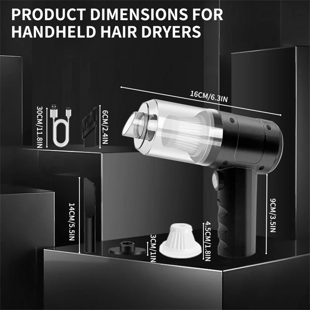 휴대용 진공 무선 고전력 15000PA 압축 공기 집진기 미니 휴대용 자동차 진공 청소기 헤어 드라이어