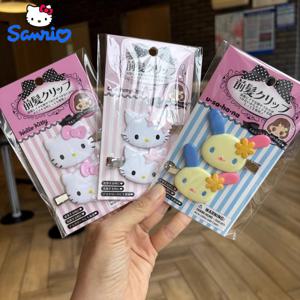 2Pcs Sanrio 헬로 키티 앞 머리핀 앞머리 클립 일본 만화 캐릭터 머리 장식 액세서리 소녀 생일 선물