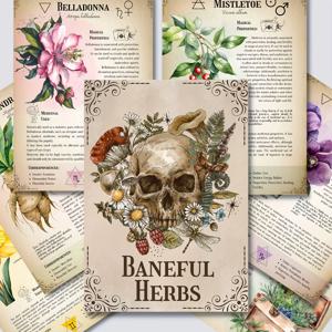 궁극의 치명적인 허브 워크북 컬렉션 - 자세한 독성 식물 가이드가 포함된 인쇄 가능한 그리모어 및 그림의 책