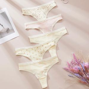 여성을위한 패션 귀여운 프린트 팬티 끈 팬티 코튼 봄 여름 소프트 란제리 섹시한 핫 보우 여성용 Intimates Tangas Mujer