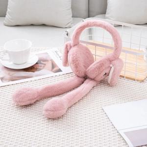 귀여운 움직이는 점핑 귀 WinterWarm 플러시 귀마개 하트 토끼 에어백 플러시 귀마개 토끼 귀 커버 어린이용