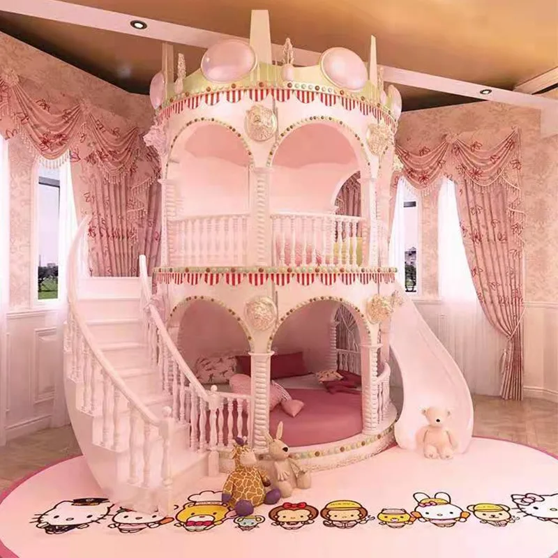 일반 더블 데크 어린이 침대 장식 안전 현대 슬라이드 성 어린이 침대 공주 Playpen Cama Infantil 가구 홈