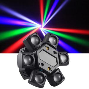6암 LED 빔&스트로브&레이저 3in1 컬러풀 LED RGB 90W 무빙 헤드 라이트 레드 그린 레이저 무대 DJ 바 조명 디스코 파티 쇼
