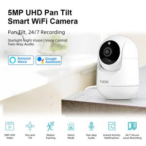 FUERS 5MP HD 실내 보안 WIFI 카메라 (베이비 모니터, 애완견 감시용) 동작 감지, 투야 스마트 홈, Alexa 연동