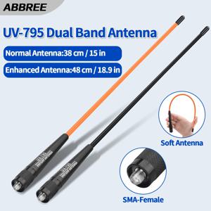 ABBREE UV-795 SMA-여성 워키 토키 안테나 Baofeng UV-32 BF-888S Quansheng UV-K6 용 UHF/VHF 듀얼 밴드 고 이득 안테나