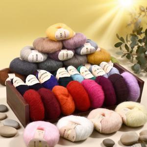 25g/롤 부드러운 울 니팅 캐시미어 얇은 롱얀 모헤어 원사 DIY 핸드메이드 크로셰 부드러운 모헤어 캐시미어 울 니팅 원사