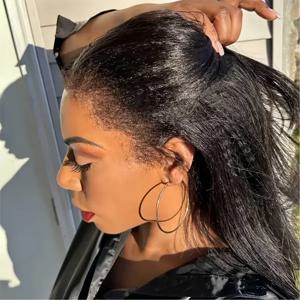 곱슬머리 하프 가발 3 in 1 드로스트링 플립오버 하프 가발 야키 스트레이트 글루리스 가발 바로 착용 가능한 하프 가발