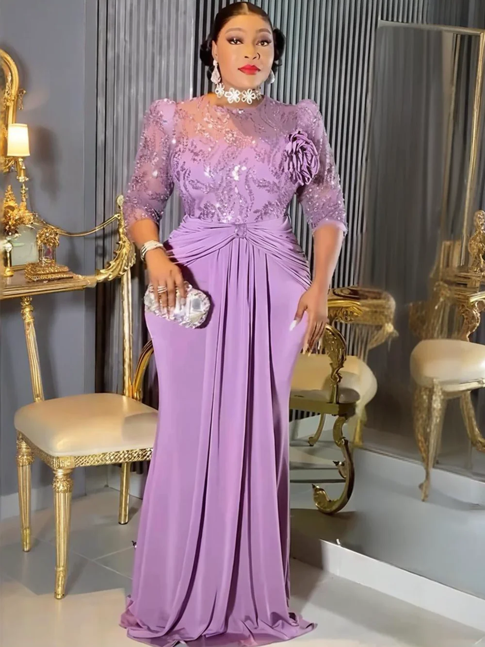 플러스 사이즈 아프리카 파티 드레스 여성용 다쉬키 스팽글 섹시 바디콘 롱 드레스 우아한 터키 무슬림 웨딩 이브닝 가운
