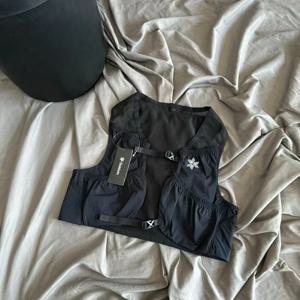 얇은 소매 골드윈 러닝 탱크탑 재킷 일본 스타일 남녀 공용 클래식 가슴 조절 가능 트레일 러닝 네이비 블루 조끼 가방