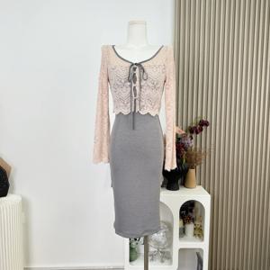 유니 오리지널 시스터 스타일 라이트 성숙함 드레스 세트 허리 감싸는 부드러운 분위기의 스트랩리스 가운 여성 한복