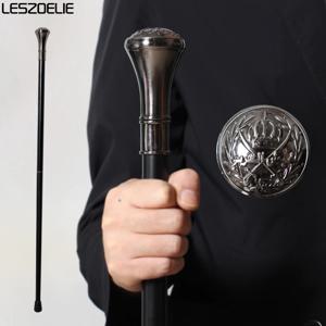 중세 기사 왕관 패턴이 있는 세련된 은색 지팡이, 남녀 코스프레용 직선형 손잡이 장식 지팡이