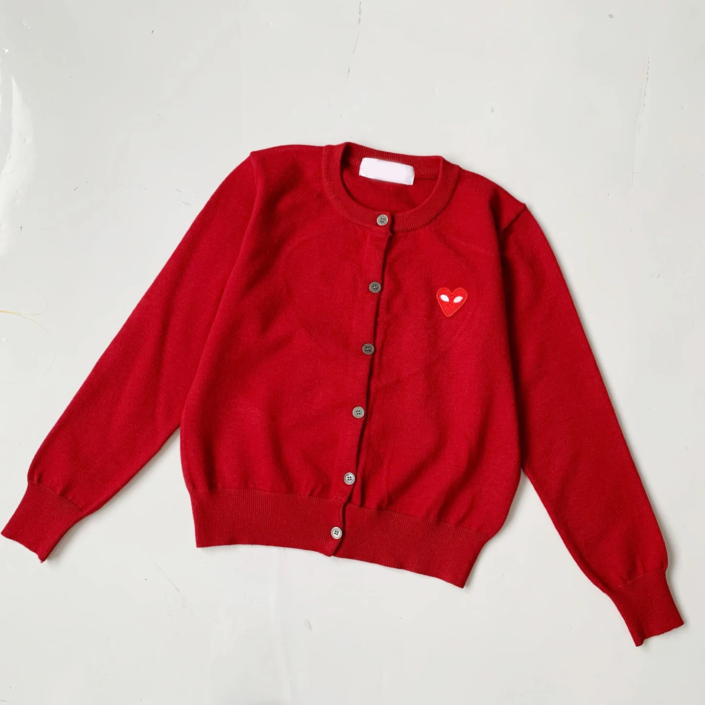 일본 스타일 니트 스웨터 코트 여성용 긴 소매 라운드 넥 코튼 파인 얀 하트 아이 패턴 데일리 웨어 따뜻한 외투