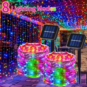 야외 태양광 스트링 라이트 LED 태양광 요정 조명 방수 8가지 모드 정원 나무 파티 결혼식 크리스마스용