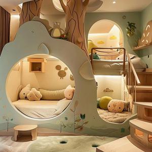 럭셔리 원목 안전 그린 로프트 어린이 침대 일반 럭셔스 디자인 모던 스타일 공주 어린이 침대 침실 가구