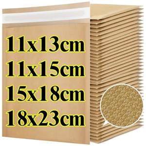 10-50PCS 천연 갈색 크래프트 종이 버블 메일러 가방 셀프 씰 접착제 봉투 비즈니스 익스프레스 배송 포장 가방