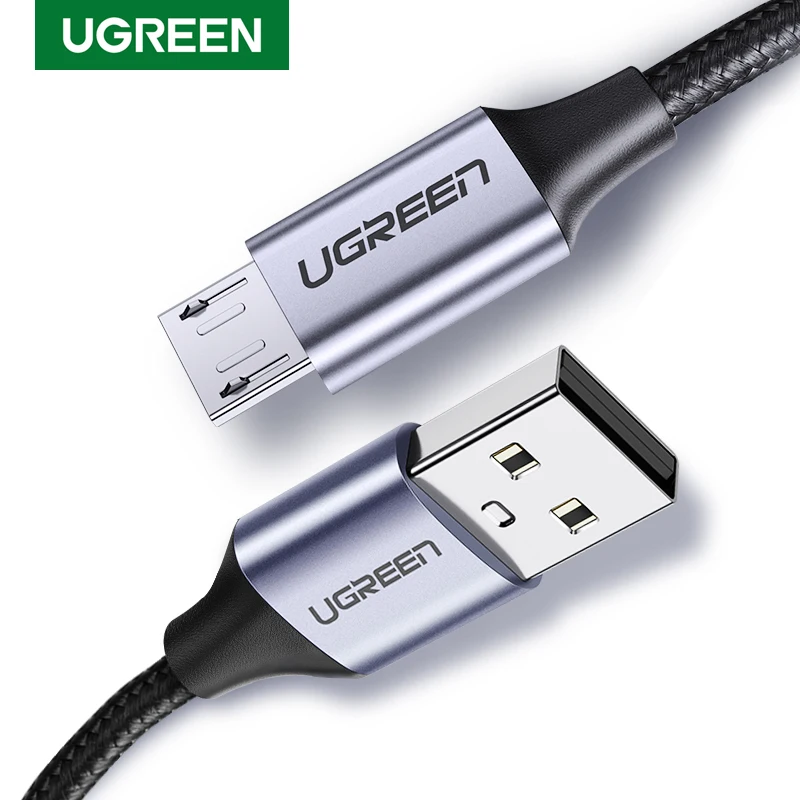 UGREEN-마이크로 USB 케이블 3A, 나일론 고속 충전 USB Data 삼성 샤오미 휴대폰 충전코드
