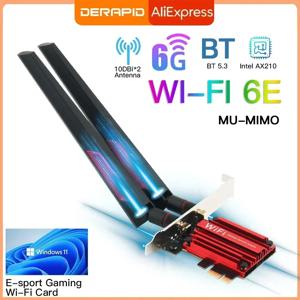 듀얼 밴드 무선 네트워크 카드 어댑터 PC, 3000Mbps 와이파이 6E AX210, 블루투스 5.3, 802.11AX, AC PCI 익스프레스, 2.4G, 5GHz, 6GHz