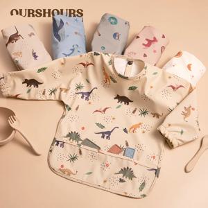 방수 신생아 턱받이 어린이 그림 그리기 앞치마 긴 소매 남아 여아용 쉽게 청소 가능한 급식 앞치마 아기 용품