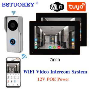 Tuya 스마트 앱 IP POE 비디오 인터콤 Wi-Fi IR 비디오 도어 폰 무선 링 1080P H.264 Wifi 초인종 도어 폰 빌라 인터콤