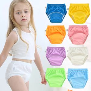 재사용 가능한 아기 기저귀 기저귀 팬티, 6 레이어 방수 코튼 솔리드 키즈 트레이닝 팬츠, 유아용 반바지, 속옷 교체 천