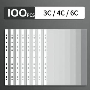 100pcs 11 홀 A4 파일 포켓 링 바인더 파일 폴더 재킷 홀 링 바인더 폴더 용 파일 가방 (3C/6C 두께)