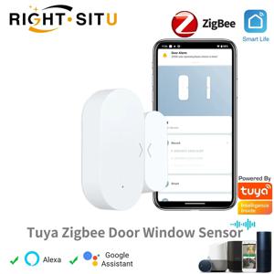 Tuya Zigbee 도어 센서 스마트 홈 보안 창 감지기 자동 슬라이딩 도어 자기 접촉 센서 Alexa Google