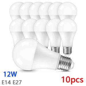 10개 E27 E14 12W LED 전구는 120W 백열 램프와 동일하며 거실용 1200루멘 초고휘도