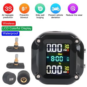 오토바이 TPMS 타이어 압력 센서 0-6.6Bar 모니터 시스템 고정밀 다채로운 디스플레이 타이어 테스터 오토바이 액세서리