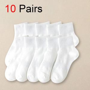 10 쌍 남성 솔리드 컬러 양말 FashionableVersatile 남여 여름 캐주얼 짧은 양말 가을, 겨울 중간 길이 커플 양말