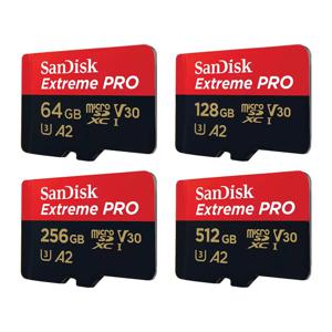 샌디스크 익스트림 프로 microSD 256GB UHS-I 메모리 카드 512GB microSD 카드 64GB TF 카드 200MB/s 클래스10 U3 V30 A2 메모리 카드