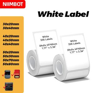 Niimbot B21 B1 B3S 프린터 라벨 용지 롤, 흰색 스티커, 인쇄 용지 롤, 찢어짐 방지, 방수, 내유성 접착 라벨 스티커
