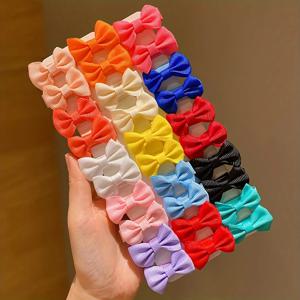 30/90Pcs 어린 소녀를위한 귀여운 도파민 컬러 패브릭 머리핀 귀여운 활 헤어 액세서리