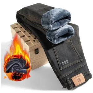 고품질 겨울 청바지 양털 두꺼워지는 새로운 캐주얼 스트레이트 튜브 외부 따뜻한 긴 바지 streetwear 남자