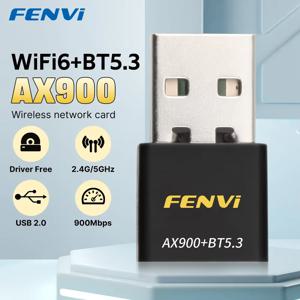 Fenvi AX900 WiFi6 USB 어댑터 Bluetooth 5.3 듀얼 밴드 5G 2.4G 2in1 Wifi 6 미니 USB 동글 무선 네트워크 수신기 무료 드라이버