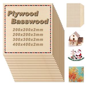 Basswood 공예용 합판 보드, DIY 건축 모델, 레이저 조각 절단용 목재 보드 제작, 200mm, 300mm, 400mm