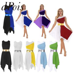 성인 여성 발레 서정적 댄스웨어 민소매 현대 칭찬 댄스 예배 복장 liturgical 합창단 무대 공연 의상