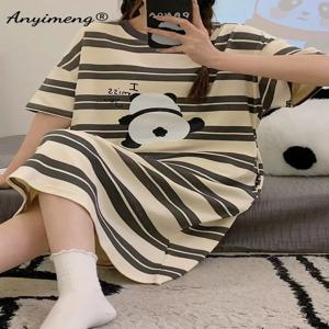 여성용 여름 잠옷 플러스 사이즈, 여성용 홈 아이스 실크 잠옷, 반팔 O넥 원피스, 무릎 길이 잠옷, 150Kg