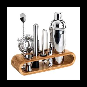 바텐더 셰이커 대나무 바 세트, 바텐더 세트, 음료 믹싱 바, 홈 라운지 및 파티용
