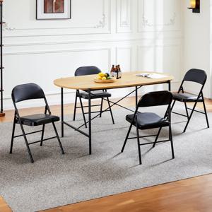 가죽 패딩 접이식 의자, 견고한 금속 접이식 의자, 사용하기 쉽고 보관하기 쉬운 야외 및 실내, 가정 사무실용, 4 팩