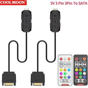 SATA RGB 원격 미니 컨트롤러 허브 어댑터에 5V 3Pin ARGB 컨트롤러 PC 팬 냉각 팬 라이트 스트립 용 RGB 원격 컨트롤러