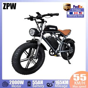 ZPW 성인용 전기 자전거, 전기 팻 타이어, 전기 자전거, 산악 오일 브레이크, 전기 자전거, OL, S7, 2000W, 48V, 55AH, 20 인치 모터
