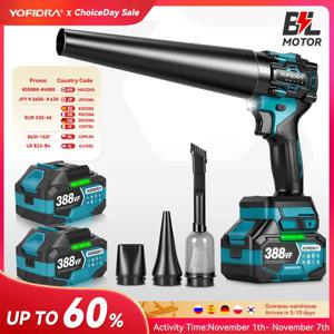 YOFIDRA 브러시리스 전기 2-in-1 터보 블로워 제트 팬 및 진공 청소기 1000Pa 낙엽 먼지 제거 도구 마키타 18V 배터리용